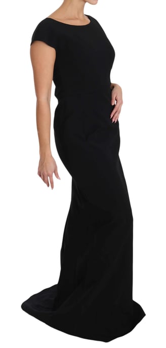 Vestido Largo Acampanado Ajustado Negro de Dolce & Gabbana - Image 4