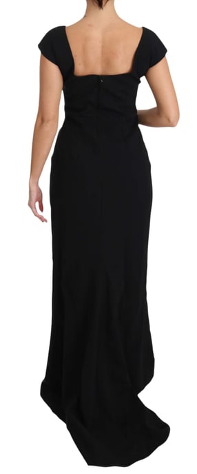 Vestido Largo Acampanado Ajustado Negro de Dolce & Gabbana - Image 6