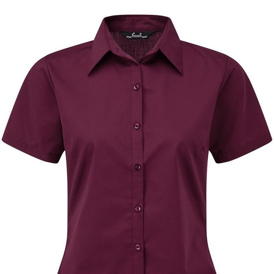 Premier Short Sleeve Poplin Blouse / Plain Work Shirt (Aubergine) - Image 2