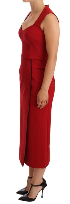 Vestido midi sin mangas stretch rojo de escote corazón para mujer de Dolce & Gabbana - Image 4