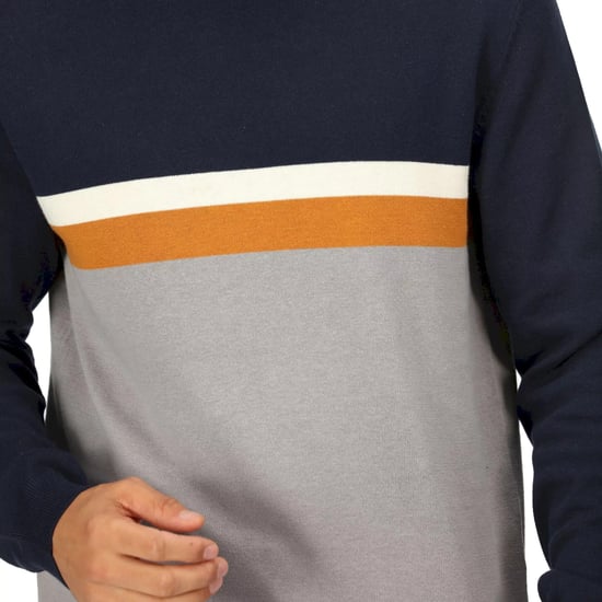 Regatta Mens Kaelen Colour Block Knitted Jumper (Navy/Storm Grey)