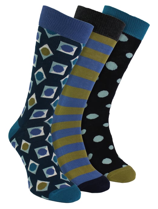 HS by Happy Socks - Calcetines de vestir para hombre en caja de regalo de 3 unidades - Cuadrados - Image 1