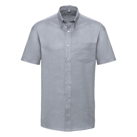 Russell Collection Mens Short Sleeve Easy Care Oxford Shirt (Silver Grey) - Image 1