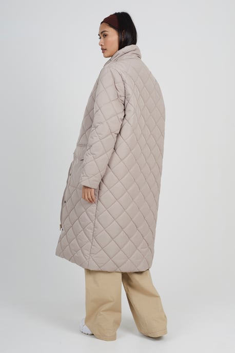 Stone Long Diamond Quilted Jacket