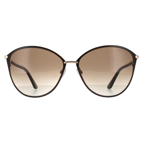 Gafas de sol Cat Eye para mujer Tom Ford marrón sobre dorado con degradado marrón habano - Image 1