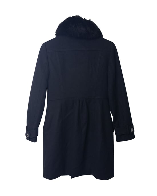 Burberry Coat with Fur Collar Trim in Black Virgin Wool - Image 5