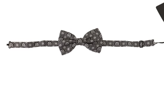 Corbata de hombre Papillon ajustable de seda 100% negra y blanca de Dolce & Gabbana - Image 3