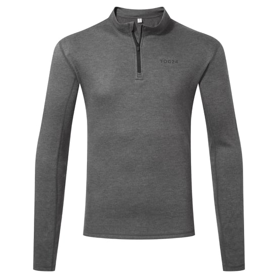 Meru Mens Cashmere Touch Base Layer Zip Neck Dark Grey Marl