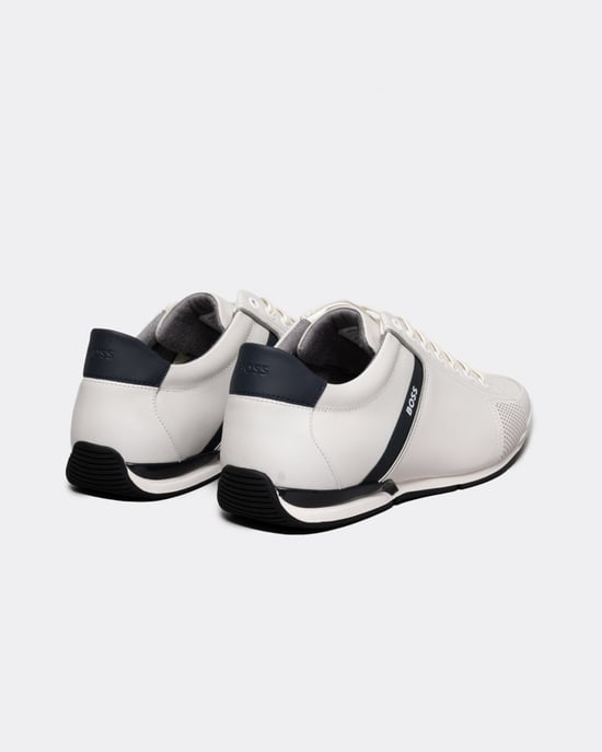 BOSS Orange Saturn Mens Low Profile Leather Trainers With Odour-Control Lining NOS