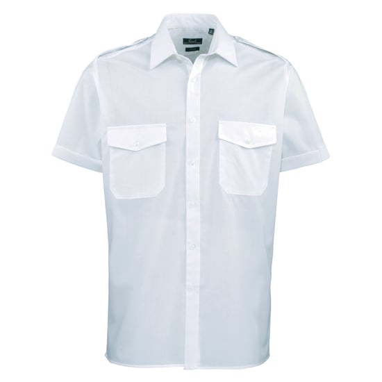 Premier Mens Short Sleeve Pilot Plain Work Shirt (Light Blue) - Image 1