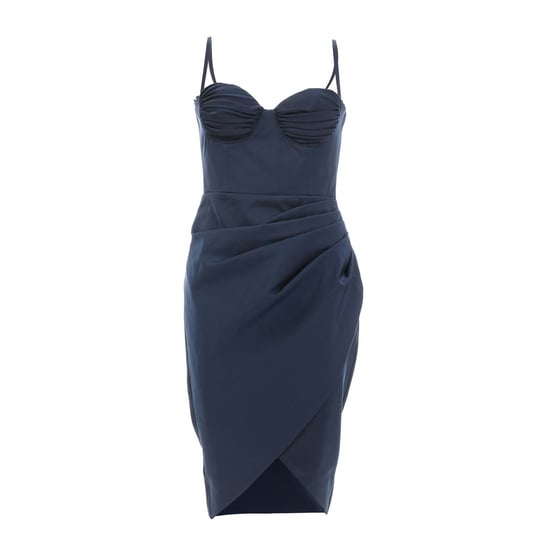 Women's Lavish Alice Strap Ruched Midi Dress in Navy