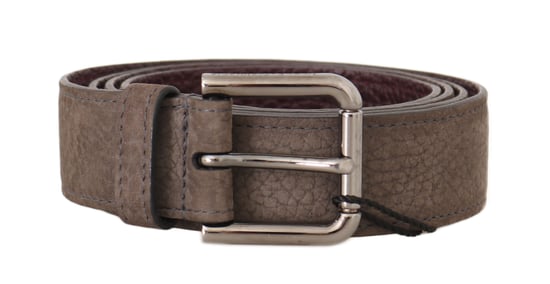 Cinturón de Piel de Ciervo Beige con Hebilla de Logo Plateado de Dolce & Gabbana - Image 1