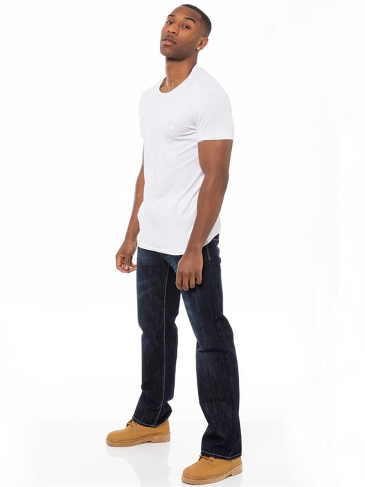 Enzo | Jeans de mezclilla de corte regular para hombre con cinturón - Azul oscuro - Image 6