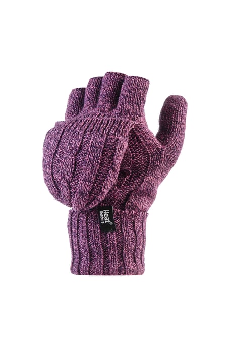 Convertidor térmico de mujer Guantes de punto por cable sin dedos de 2,3 tog - Image 1
