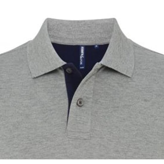 Asquith & Fox Mens Classic Fit Contrast Polo Shirt (Heather/ Navy) - Image 2