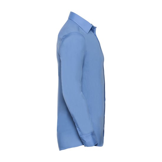 Russell Collection Mens Poplin Tailored Long-Sleeved Shirt (Corporate Blue) - Image 3