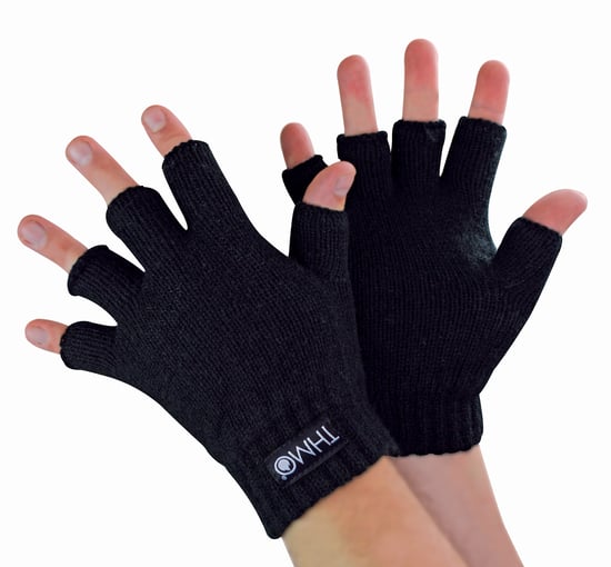 Guantes de invierno sin dedos para niños | THMO | Guantes térmicos con forro polar Thinsulate para niños - Negro - Image 1