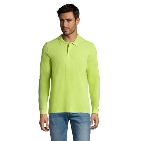 SOLS Mens Perfect Plain Pique Long-Sleeved Polo Shirt (Apple Green) - Image 1