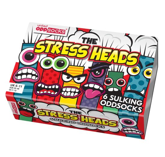 UNITED ODD SOCKS - 6 Pack Men’s Stress Heads Novelty Funky Odd Socks in Gift Box - The Stress Heads