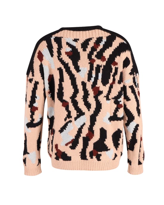 Chloe Printed Chunky Knit Sweater in Multicolor Cashmere - Image 3