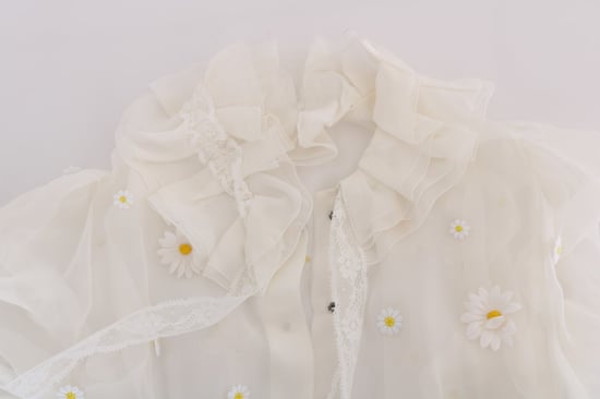 Camisa de Seda con Apliques de Margarita Blanca Dolce & Gabbana - Image 5