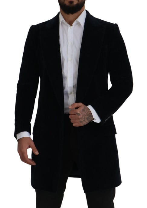 Abrigo largo de algodón negro Dolce & Gabbana para hombre - Image 4
