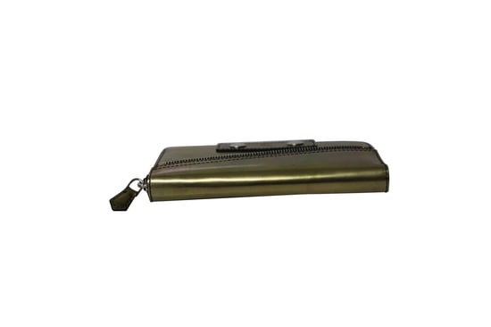 Alexander McQueen Zip Long Wallet with Metal Stud Detail in Gold Leather - Image 2