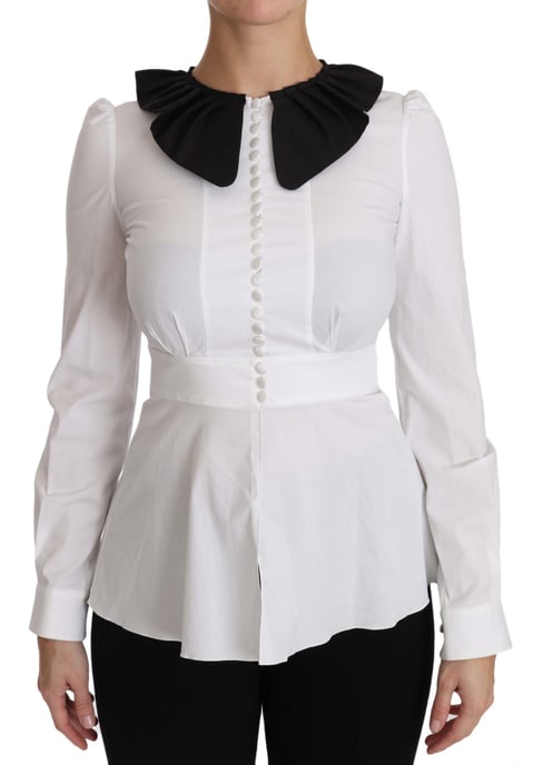 Blusa de manga larga de algodón con cuello blanco Dolce & Gabbana - Image 1