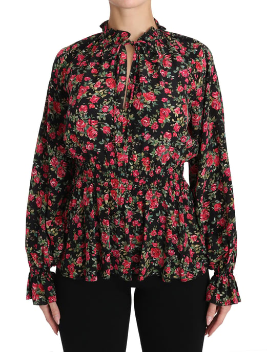 Camisa de Flores con Estampado de Rosa Negra Dolce & Gabbana - Image 1