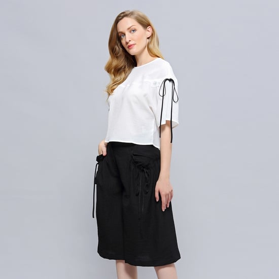 Casual Wide Leg Capri Trousers - Image 5