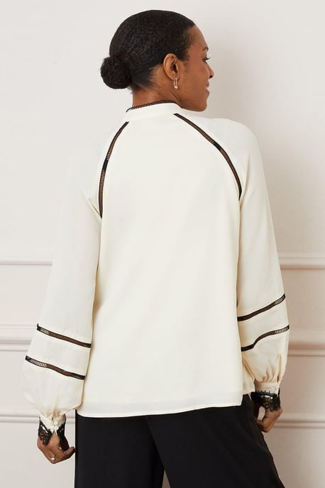 Contrast Ladder Trim Blouse