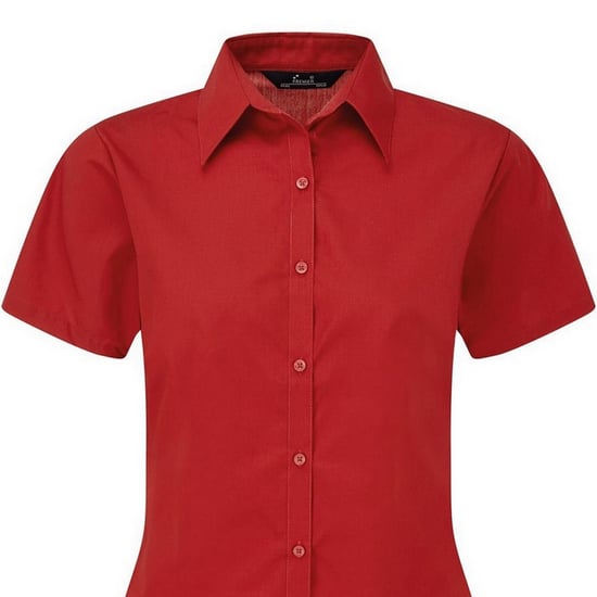 Premier Short Sleeve Poplin Blouse / Plain Work Shirt (Red) - Image 2