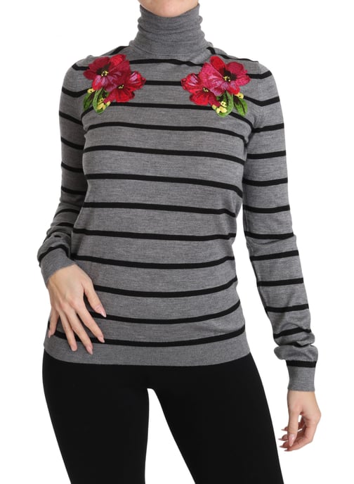 Suéter de cuello alto de cachemira y seda gris de Dolce & Gabbana - Image 4