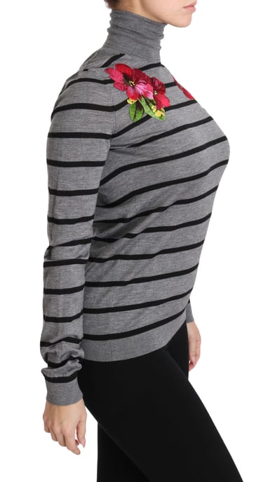 Suéter de cuello alto de cachemira y seda gris de Dolce & Gabbana - Image 5
