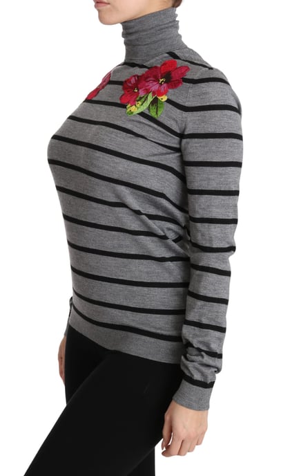 Suéter de cuello alto de cachemira y seda gris de Dolce & Gabbana - Image 6