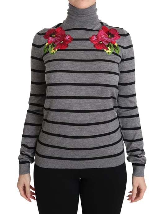 Suéter de cuello alto de cachemira y seda gris de Dolce & Gabbana - Image 1
