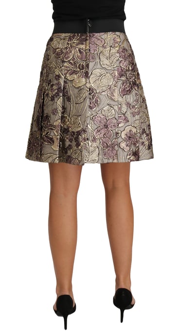 Falda Mini Jacquard con Estampado Floral Corte A de Dolce & Gabbana - Image 2