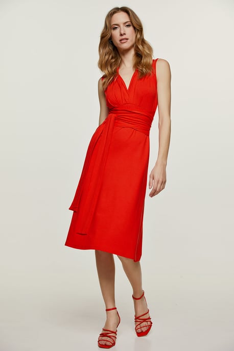 Red Jersey Empire Line Dress