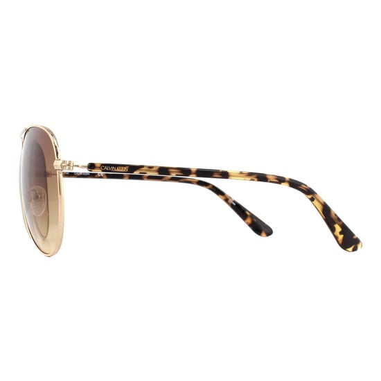 Calvin Klein Aviator Mens Gold Tortoise Brown Gradient Sunglasses
