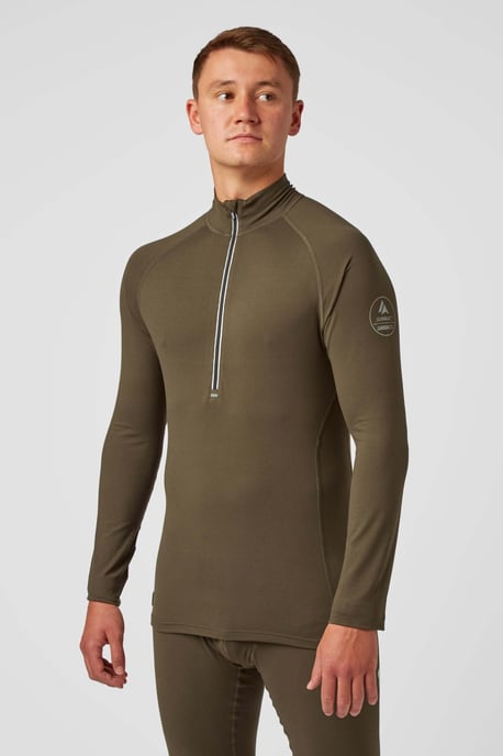 Bodyfit Zip Neck Baselayer Dark Khaki