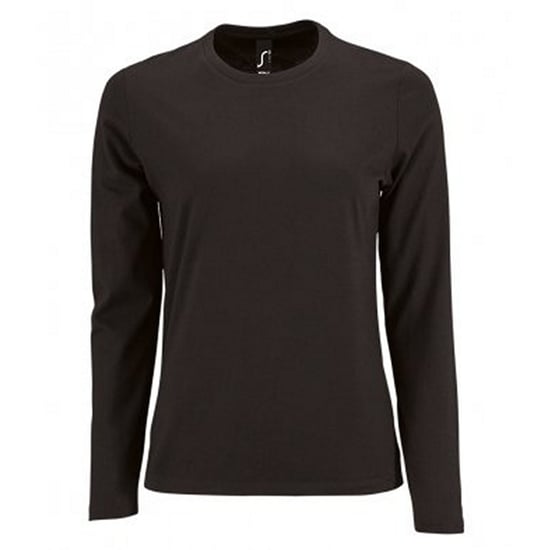 SOLS Womens/Ladies Imperial Long Sleeve T-Shirt (Deep Black) - Image 1