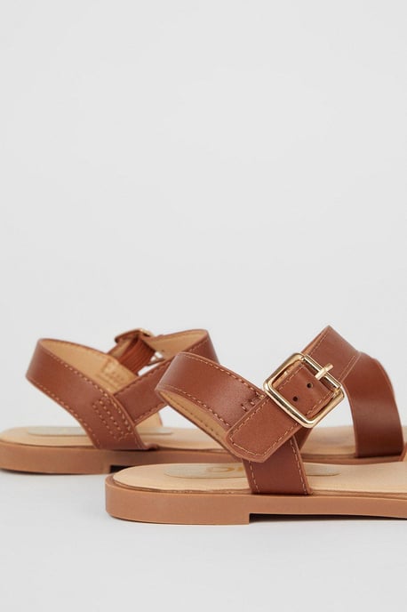 Florence Cross Strap Flat Sandals - Image 4