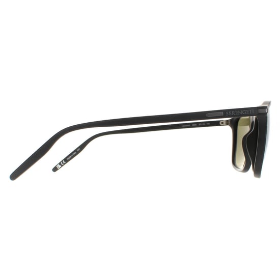 Serengeti Rectangle Mens Matte Black Mineral Polarized 555nm Lenwood