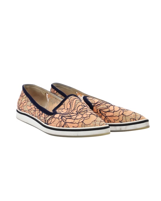 Nicholas Kirkwood Alona Lace Pointed Toe Loafers in Orange Nylon - Image 5