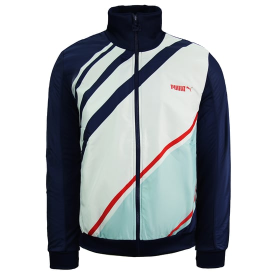 Puma Fitted Orginals Track Jacket Zip Up Long Sleeve Navy Mens Top 550953 01