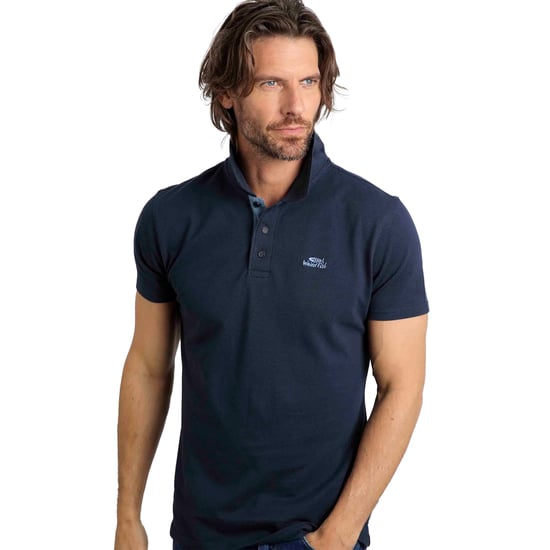 Weird Fish Mens Miles Pique Organic Polo Shirt (Navy) - Image 3