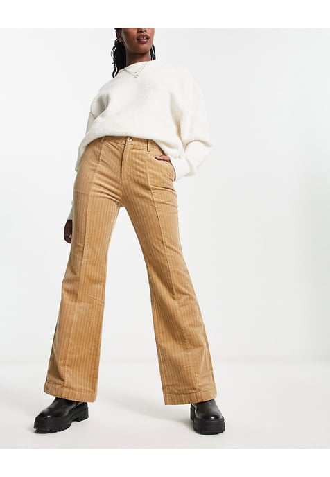 Urban Revivo boot cut flare trousers in brown