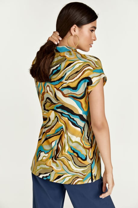 Blusa sin mangas con estampado de remolinos turquesa - Image 3
