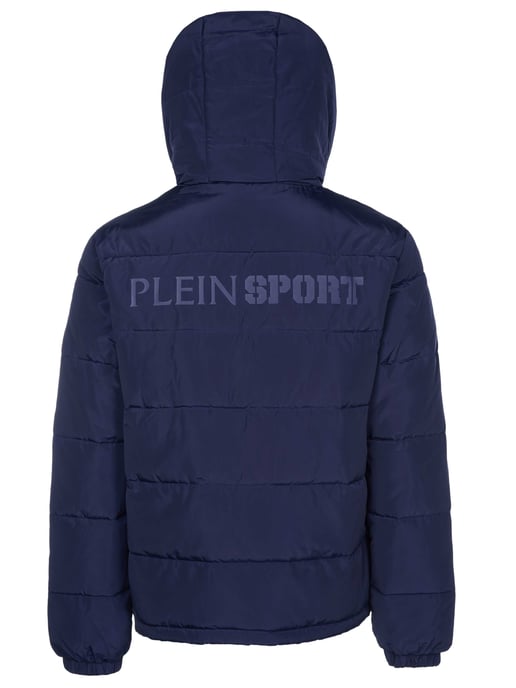 Chaqueta azul marino acolchada con logo en la espalda atrevida de Plein Sport - Image 4