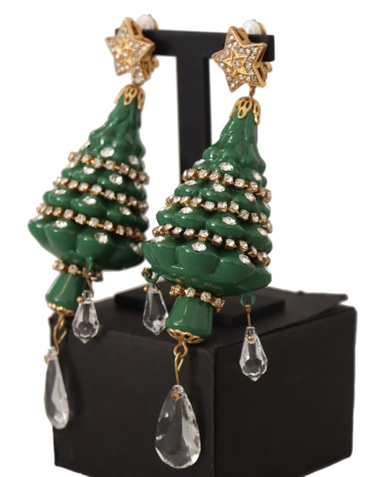 Pendientes de Clip de Bronce con Cristales de Árbol de Navidad en Dorado para Mujer de Dolce & Gabbana - Image 2